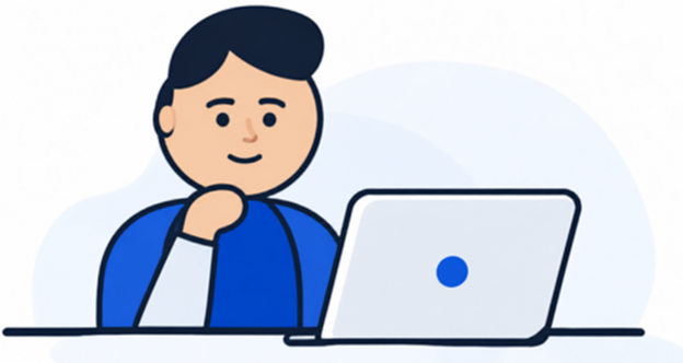 Human reviewer at a laptop